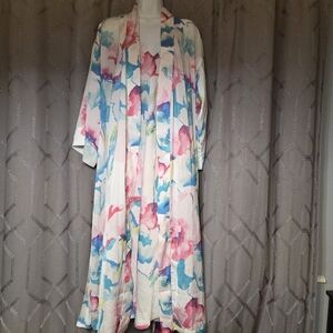 N Natori Watercolor Peignoir Set Nightgown Robe NWT